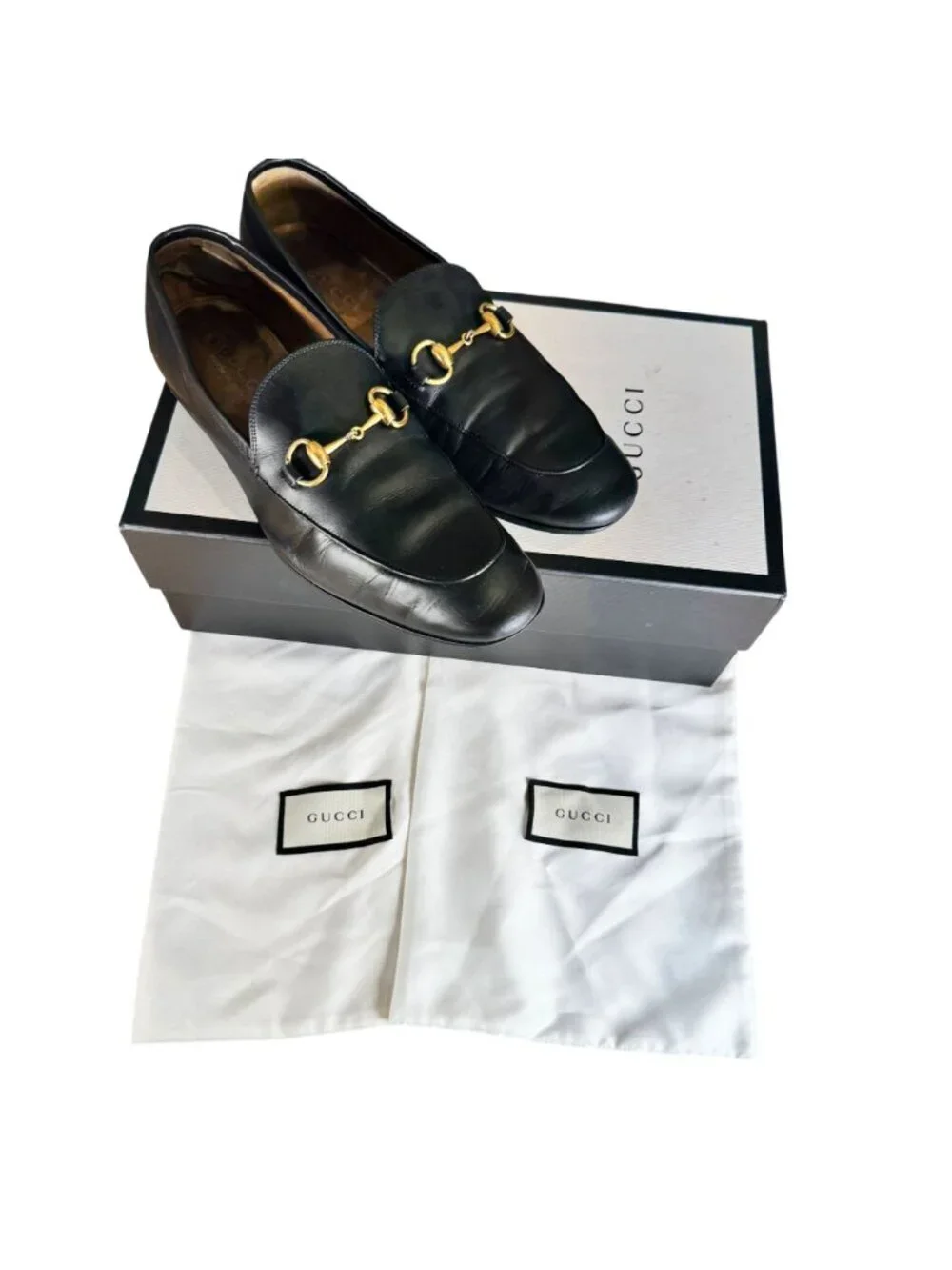 Gucci Men's Black Slip On Leather Horsebit Loafer Moccasin Size EU 8.5 US 9